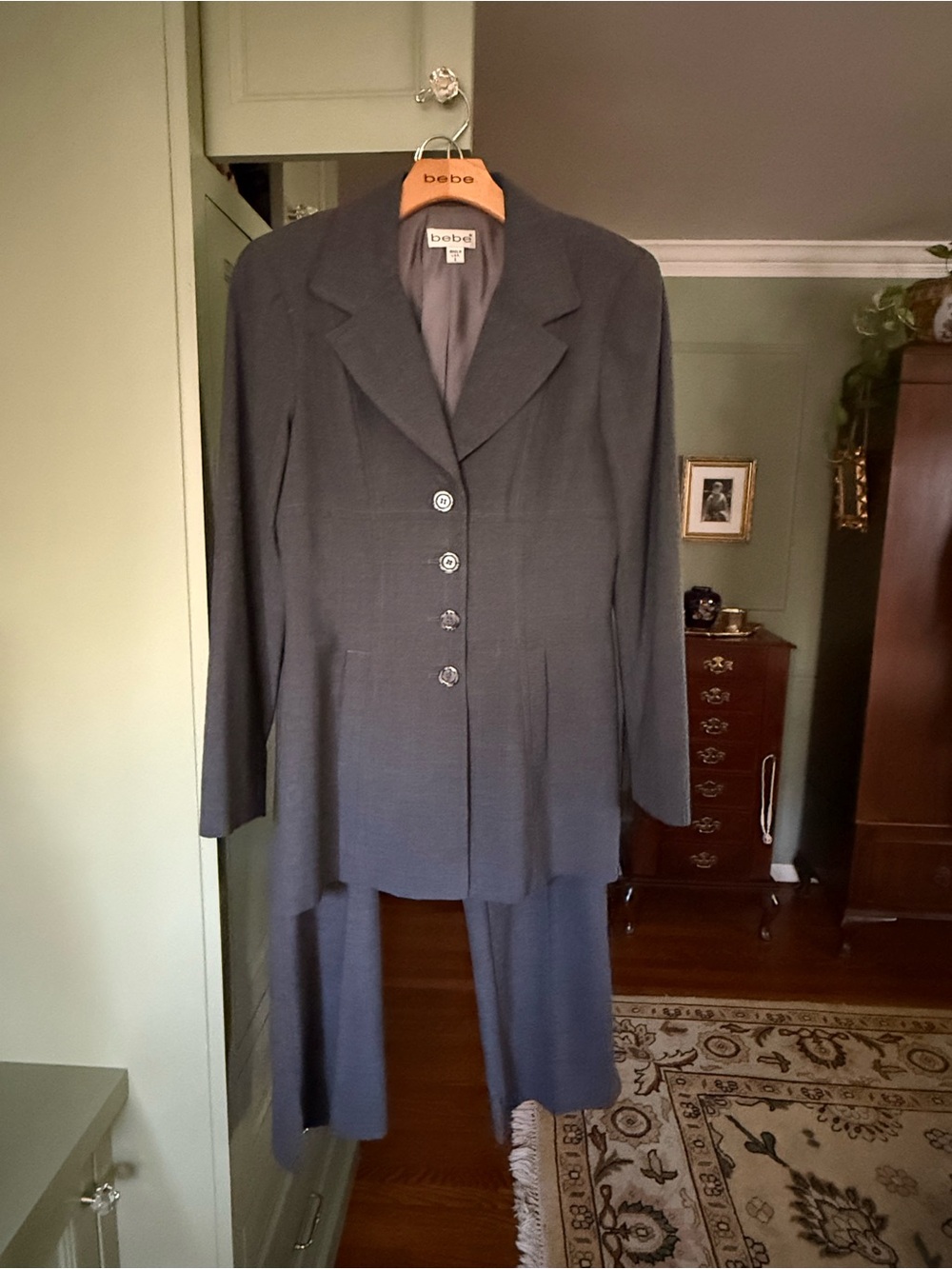 bebe Classic Y2K Gray Women's Blazer and Pants Suiting Set Size 4